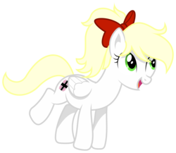 Size: 2308x2000 | Tagged: safe, artist:vectorfag, oc, oc only, oc:kyrie, pegasus, pony, aryan, aryan pony, balkenkreuz, blonde, bow, cute, female, hair bow, heart, high res, legs in air, luftwaffe, nazipone, ponytail, simple background, smiling, solo, trace, transparent background, vector