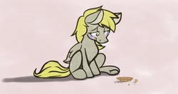 Size: 1280x677 | Tagged: safe, artist:backsash, derpy hooves, pegasus, pony, g4, crying, female, mare, muffin, sad, solo