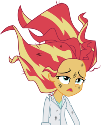 Size: 3500x4335 | Tagged: safe, artist:xebck, sunset shimmer, equestria girls, g4, my little pony equestria girls: friendship games, the science of magic, female, hair, high res, simple background, solo, sunset the science gal, that was fast, transparent background, vector
