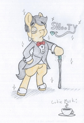 Size: 801x1167 | Tagged: safe, artist:backsash, oc, oc only, pony, bipedal, cane, clothes, monocle, solo, suit, traditional art