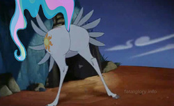 Size: 1319x803 | Tagged: safe, edit, princess celestia, alicorn, pony, g4, bad edit, butt, buttstuck, disney, female, hercules, image macro, meme, needs more jpeg, pegasus (hercules), plot, solo, stuck, sunbutt, the ass is monstrously oversized for tight entrance, the ass was fat, the ass was too fat
