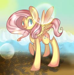 Size: 2523x2546 | Tagged: safe, artist:ayammirai, fluttershy, g4, drawing, female, high res, old art, solo