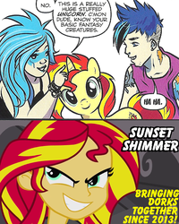 Size: 582x729 | Tagged: safe, artist:sophie campbell, idw, sunset shimmer, equestria girls, g4, aja leith, crossover, jem, jem and the holograms, plushie, shana elmsford