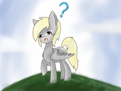 Size: 960x720 | Tagged: safe, artist:peebles15, derpy hooves, pegasus, pony, g4, female, mare, question mark, solo