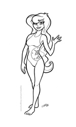 Size: 420x698 | Tagged: safe, artist:redadillio, princess luna, vice principal luna, equestria girls, g4, clothes, female, looking at you, monochrome, one-piece swimsuit, simple background, solo, swimsuit, white background