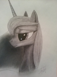 Size: 2448x3264 | Tagged: safe, artist:antonny195, princess luna, g4, female, high res, monochrome, solo, traditional art