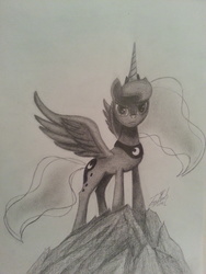 Size: 2448x3264 | Tagged: safe, artist:antonny195, princess luna, g4, female, high res, monochrome, solo, traditional art