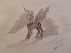 Size: 2592x1936 | Tagged: safe, artist:antonny195, princess luna, g4, female, monochrome, solo, traditional art