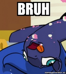 Size: 357x400 | Tagged: safe, artist:doublewbrothers, princess luna, alicorn, pony, g4, slice of life (episode), bruh, cake, caption, cropped, derp, female, food, funny, image macro, meme, reaction image, solo, text, tongue out