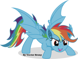 Size: 5680x4301 | Tagged: safe, artist:vector-brony, rainbow dash, bat pony, pony, g4, absurd resolution, bat ponified, face down ass up, fangs, female, open mouth, race swap, rainbowbat, simple background, smirk, solo, spread wings, transparent background, vector