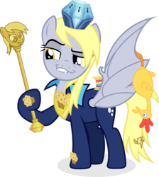 Size: 6000x6683 | Tagged: safe, artist:dasprid, boneless, derpy hooves, bat pony, pony, vampony, g4, my little pony: friendship is magic, princess twilight sparkle (episode), absurd resolution, bat ponified, chest of harmony, crossing the memes, derpybat, exploitable meme, faic, fangs, female, meme, memeception, muffin, power ponies oc, race swap, rainbow thread, simple background, smugdash, solo, transparent background, twilight scepter, vector