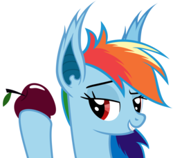 Size: 6000x5500 | Tagged: safe, artist:magister39, rainbow dash, bat pony, pony, g4, absurd resolution, bat ponified, fangs, female, race swap, rainbowbat, simple background, solo, transparent background, vector