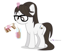 Size: 650x525 | Tagged: safe, artist:dm29, raven, g4, alternate hairstyle, chocolate milk, cute, long mane, loose hair, magic, missing accessory, solo