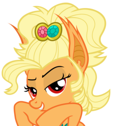 Size: 5400x6000 | Tagged: safe, artist:magister39, applejack, bat pony, pony, g4, simple ways, absurd resolution, applebat, applejack is best facemaker, applejewel, bat ponified, bedroom eyes, crossing the memes, fangs, female, grin, looking at you, race swap, simple background, smiling, solo, transparent background, vector