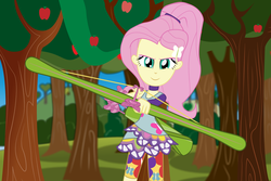 Size: 3000x2000 | Tagged: safe, artist:amante56, fluttershy, equestria girls, g4, my little pony equestria girls: friendship games, archery, arrow, bow (weapon), bow and arrow, female, high res, looking at you, solo