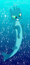 Size: 575x1233 | Tagged: safe, artist:minosua, kelpie, sea pony, solo, underwater, water