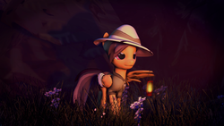 Size: 2560x1440 | Tagged: safe, artist:thespahthatspies, daring do, g4, 3d, bandage, female, grass, lantern, solo, source filmmaker