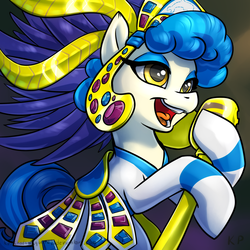 Size: 1500x1500 | Tagged: safe, artist:kp-shadowsquirrel, sapphire shores, earth pony, pony, g4, clothes, female, mare, microphone, open mouth, singing, solo