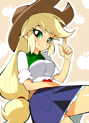 Size: 800x1099 | Tagged: dead source, safe, artist:karmirafox, applejack, equestria girls, g4, beautiful, clothes, cowboy hat, cowgirl, cute, denim skirt, female, green eyes, hat, shirt, skirt, solo, stetson, yellow hair