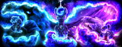 Size: 3537x1389 | Tagged: safe, artist:9de-light6, princess luna, tantabus, alicorn, pony, do princesses dream of magic sheep, g4, cloven hooves, crying, female, sitting, sleeping, solo