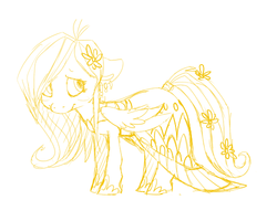 Size: 500x400 | Tagged: safe, artist:hektious, fluttershy, g4, clothes, dress, female, lineart, monochrome, solo