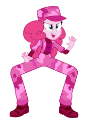Size: 4500x6354 | Tagged: safe, artist:mixiepie, pinkie pie, equestria girls, g4, my little pony equestria girls: friendship games, pinkie spy (short), absurd resolution, camouflage, clothes, crouching, female, open mouth, pink, pinkie spy, shoes, simple background, solo, transparent background, uniform, vector