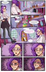 Size: 1080x1669 | Tagged: safe, artist:swain, rarity, sweetie belle, human, g4, ask-humans-from-equestria, box, carousel boutique, clothes, comic, confused, cutie mark eyes, glasses, horn, horned humanization, humanized, lip bite, marshmelodrama, misunderstanding, nervous, pms, project mistletoe, stockings, sweat, wingding eyes