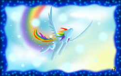 Size: 1440x900 | Tagged: safe, artist:fluffycawwot, rainbow dash, g4, female, flying, solo