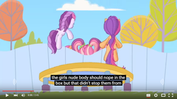 Size: 854x480 | Tagged: safe, screencap, cheerilee (g3), scootaloo (g3), sweetie belle (g3), g3, g3.5, twinkle wish adventure, meme, trampoline, youtube caption