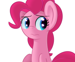 Size: 1275x1060 | Tagged: safe, artist:sykobelle, pinkie pie, earth pony, pony, g4, concerned, confused, female, mare, simple background, solo, transparent background, wavy mouth