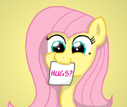 Size: 508x428 | Tagged: safe, artist:ljdamz1119, fluttershy, g4, female, hug request, mouth hold, note, solo