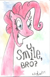 Size: 553x861 | Tagged: safe, artist:wingbeatpony, pinkie pie, g4, female, smiling, solo, traditional art, watercolor painting
