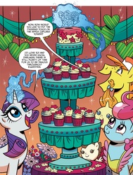 Size: 1275x1683 | Tagged: safe, artist:brendahickey, idw, carrot cake, cup cake, pound cake, pumpkin cake, rarity, pony, unicorn, friends forever #19, g1, g4, my little pony: friends forever, spoiler:comic, female, g4 to g1, generation leap, male, mare, panel, stallion