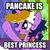 Size: 540x540 | Tagged: safe, edit, edited screencap, screencap, twilight sparkle, alicorn, pony, g4, adorkable, best princess, cute, dork, female, food, horn, horn impalement, i'm pancake, image macro, mare, meme, messy mane, open mouth, pancakes, raised hoof, smiling, text, twiabetes, twilight sparkle (alicorn)