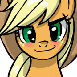 Size: 300x300 | Tagged: source needed, safe, artist:johnjoseco, applejack, earth pony, pony, g4, applejack's hat, blushing, cowboy hat, female, hat, looking at you, mare, simple background, smiling, solo, transparent background