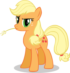 Size: 878x909 | Tagged: safe, artist:doctor-g, applejack, g4, female, hat, reaction image, simple background, solo, straw in mouth, transparent background, vector, wheat
