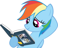 Size: 900x749 | Tagged: safe, daring do, rainbow dash, g4, book, daring do and the griffon's goblet, female, reading, simple background, solo, transparent background, vector