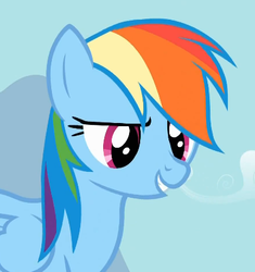 Size: 393x418 | Tagged: safe, screencap, rainbow dash, g4, female, reaction image, smiling, solo