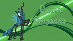 Size: 1920x1080 | Tagged: safe, artist:barrfind, artist:makintosh91, queen chrysalis, changeling, changeling queen, g4, fangs, female, heart, raised hoof, vector, wallpaper