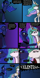 Size: 1024x1992 | Tagged: safe, artist:bluenight01, princess celestia, princess luna, g4, blushing, comic, floppy ears, imminent kissing, implied princest, trollestia