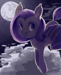 Size: 3100x3800 | Tagged: safe, artist:ellipsissyas, fluttershy, g4, female, flutterbat, flying, high res, moon, solo