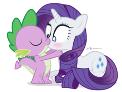 Size: 960x720 | Tagged: safe, artist:dm29, rarity, spike, dragon, pony, unicorn, g4, blushing, duo, eyes closed, female, kiss on the lips, kissing, love, male, mare, ship:sparity, shipping, shocked, simple background, straight, surprise kiss, transparent background