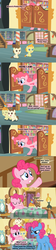 Size: 1120x5040 | Tagged: safe, artist:beavernator, pinkie pie, pound cake, pumpkin cake, trixie, pony, unicorn, g4, bed, comic, dialogue, disguise, eyes closed, female, mare, sleeping, speech bubble, zzz