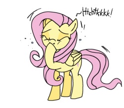 Size: 1024x896 | Tagged: safe, artist:anyponedrawn, fluttershy, g4, color, female, sneezing, solo, stifled sneeze