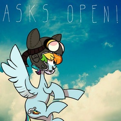 Size: 1024x1024 | Tagged: safe, artist:art-by-flier, rainbow dash, ask flier dash, g4, aviator hat, female, solo, tumblr