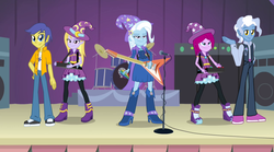 Size: 1024x571 | Tagged: safe, artist:themexicanpunisher, comet tail, fuchsia blush, lavender lace, pokey pierce, trixie, equestria girls, g4, my little pony equestria girls: rainbow rocks, background human, equestria girls-ified, female, trixie and the illusions