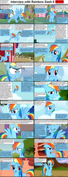 Size: 1282x3304 | Tagged: safe, rainbow dash, pegasus, pony, comic:celestia's servant interview, g4, caption, cloudsdale, comic, cs captions, female, interview, mare, meme, ponyville, rage face, sweet apple acres