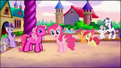 Size: 1280x720 | Tagged: safe, edit, edited screencap, screencap, apple bloom, pinkie pie, pinkie pie (g3), rainbow dash, rarity, scootaloo, spike, sweetie belle, twilight sparkle, alicorn, dragon, earth pony, pegasus, pony, unicorn, g3, g4, meet the ponies, scootaloo's outdoor play party, adorabloom, baby, baby dragon, confused, cute, cutealoo, cutie mark crusaders, dashabetes, diapinkes, diasweetes, female, filly, foal, g3 diapinkes, generational ponidox, group, happy, male, ponyville, raribetes, scared, spikabetes, twiabetes, twilight sparkle (alicorn), unamused, varying degrees of want