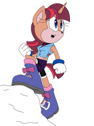 Size: 1920x2560 | Tagged: safe, artist:megaartist923, twilight sparkle, hybrid, anthro, g4, archie comics, crossover, female, fusion, midriff, sally acorn, sega, simple background, solo, sonic the hedgehog (series), video game