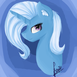 Size: 1000x1000 | Tagged: safe, artist:pannalapa, trixie, pony, unicorn, g4, bust, ear fluff, female, mare, smiling, solo